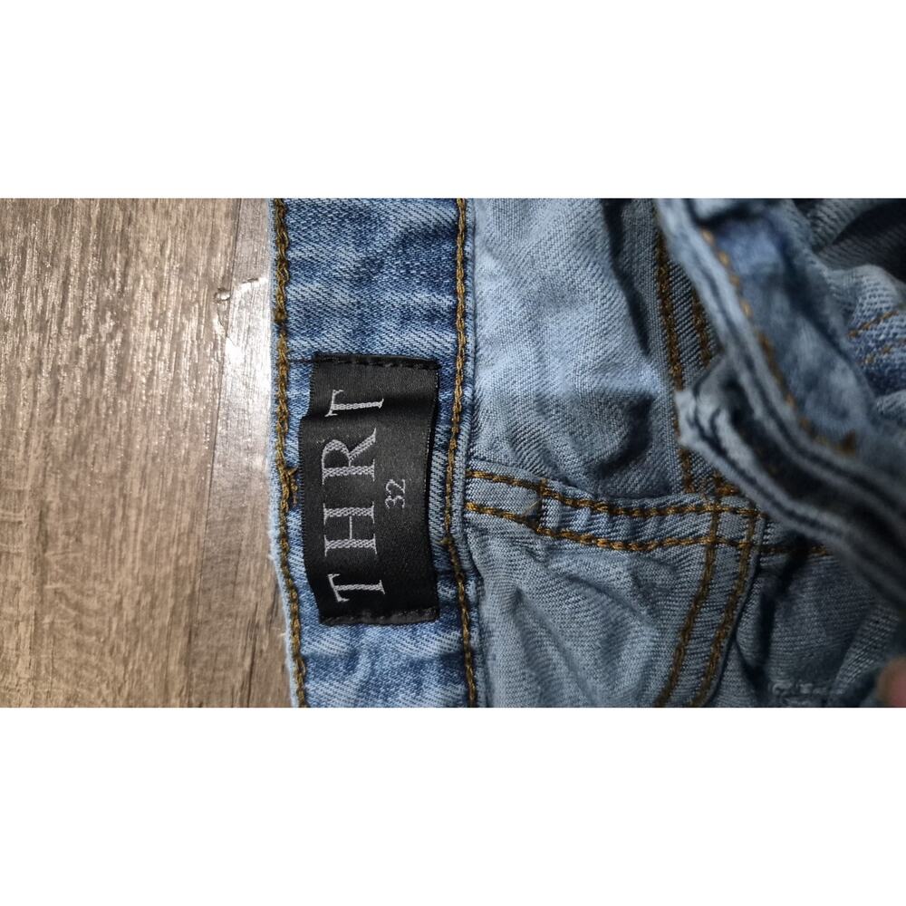THRT Denim Jeans Men's Size 32 Light Wash Graphic Distressed Streetwear Y2K - Picture 15 of 16